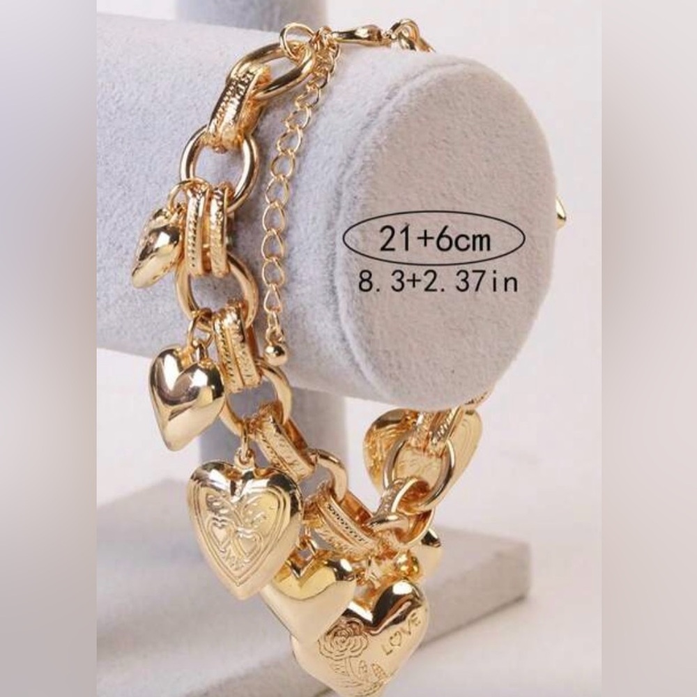 Gold plated Heart Charm Bracelet